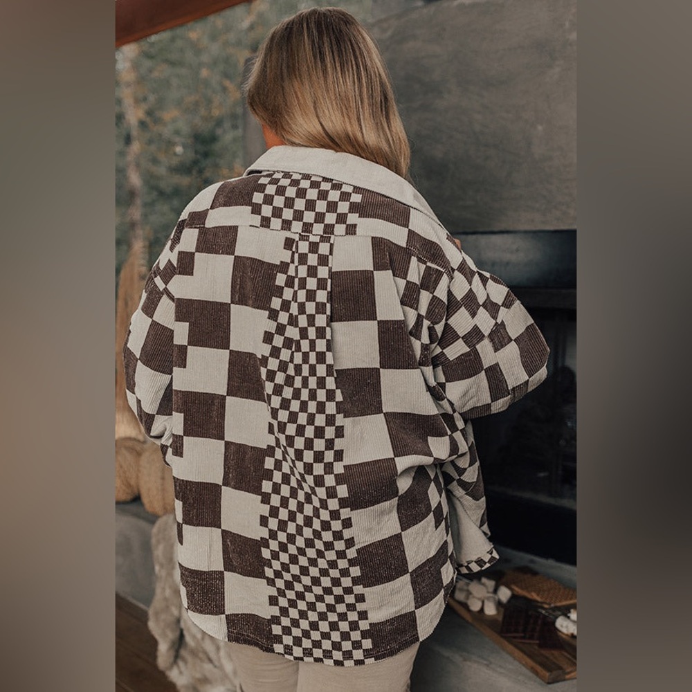 Impressions Patchwork Utility Jacket in Brown and… - image 4